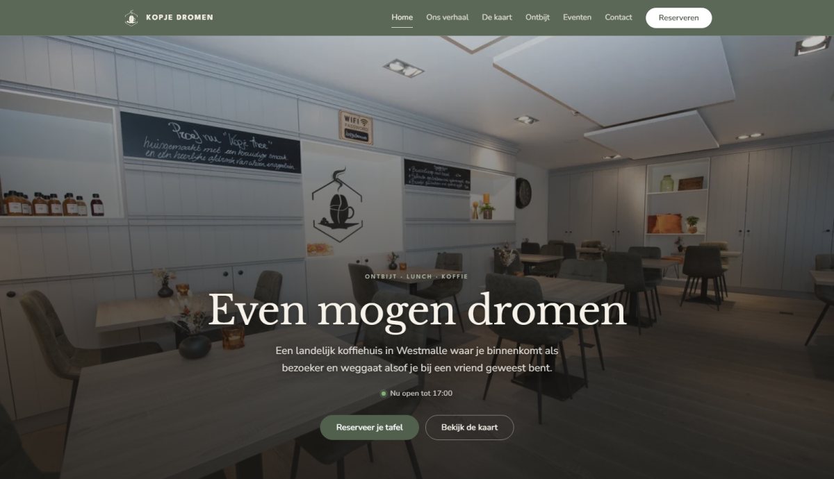 De website van Kopje Dromen